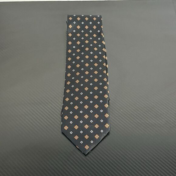 JOS. A. BANK Executive Collection Silk Tie Black/White/Gold - 3.5" x 60" - Picture 1 of 7